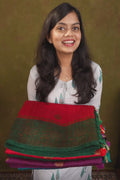 Red Pure Raw Silk Handloom Saree